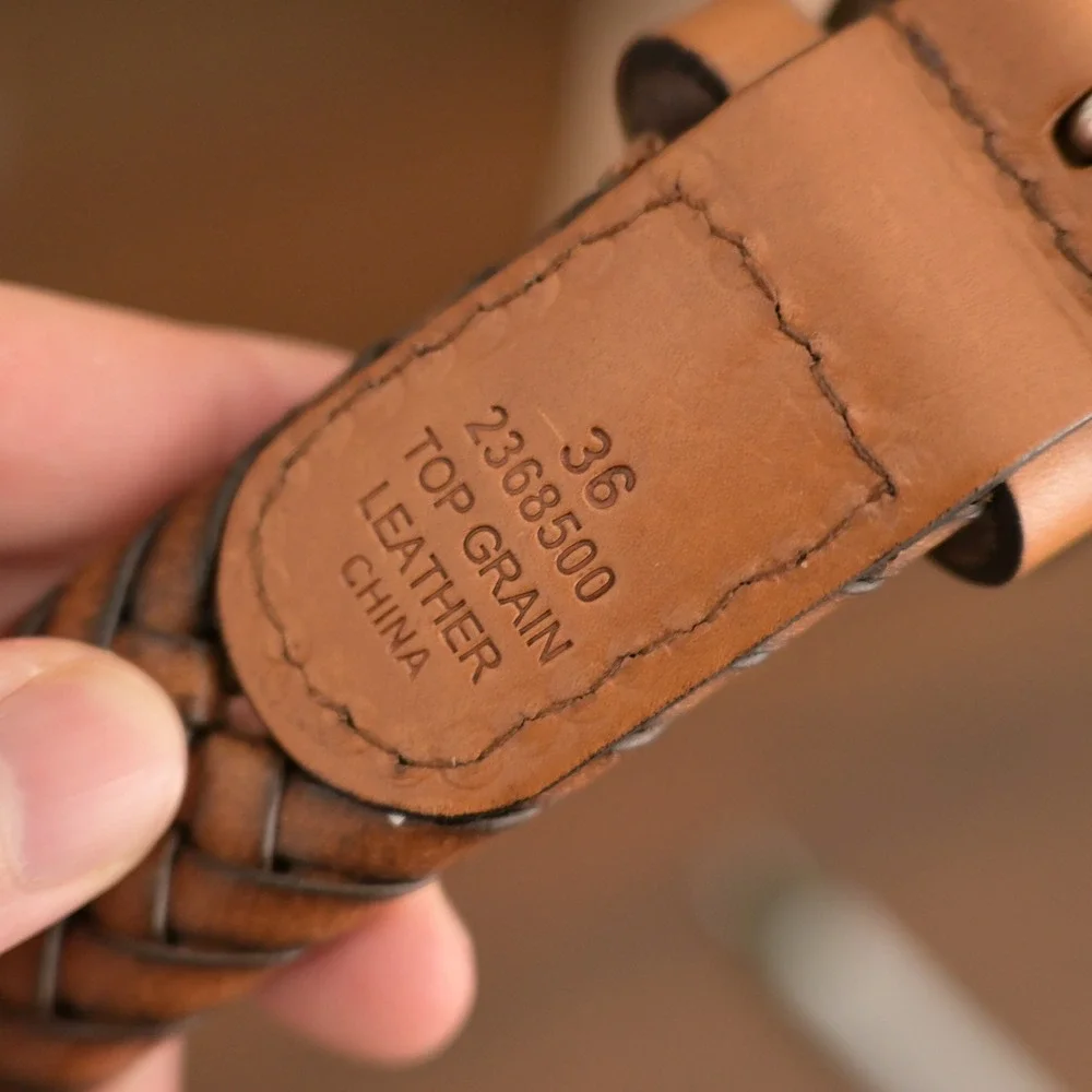 Greg Norman Mens Braided Leather Belt Brown Top Grain Woven Golf Size 36 2368500
